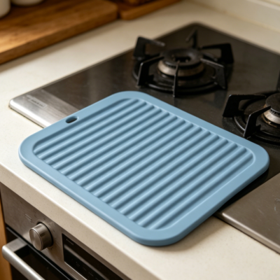 Set of 2 Blue Silicone Trivet Mats, Heat Resistant Hot Pads for Pots, Pans and Multi-Use Table Protection