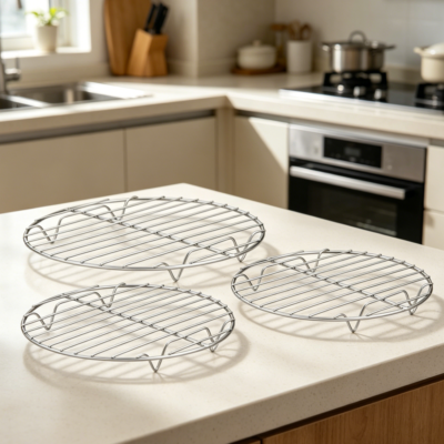 Set of 3 Round Stainless Steel Cooking Racks for Baking, Cooling, Steaming, Air Fryer and Pressure Cooker