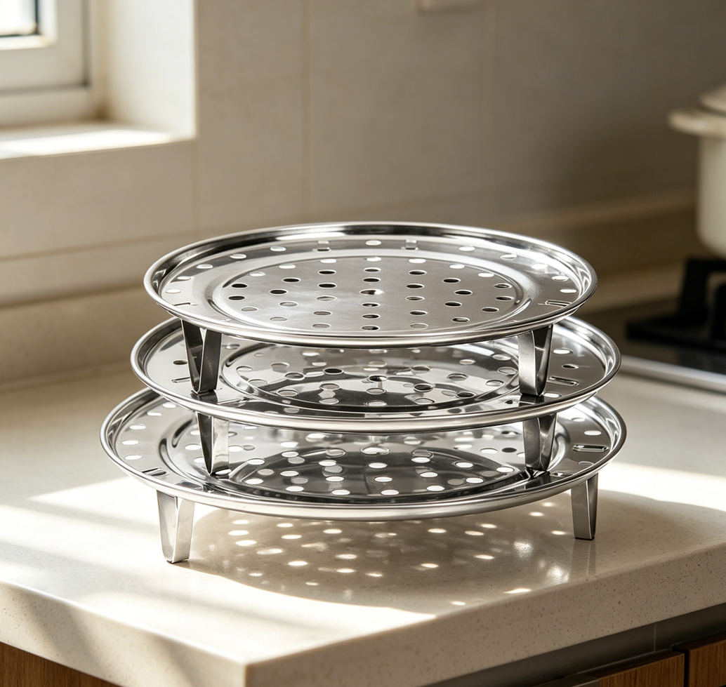 3-Pack Round Stainless Steel Steaming Racks for Canning, Stock Pot, Pressure Cooker and Air Fryer - Image 2