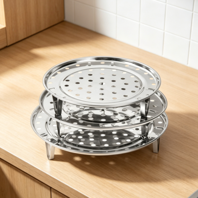3-Pack Round Stainless Steel Steaming Racks for Canning, Stock Pot, Pressure Cooker and Air Fryer