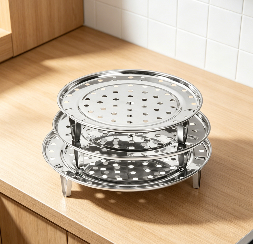 3-Pack Round Stainless Steel Steaming Racks for Canning, Stock Pot, Pressure Cooker and Air Fryer