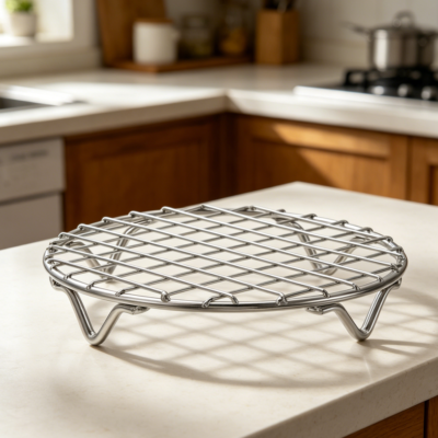 Round Stainless Steel Wire Cooling and Steaming Rack for Baking, Canning and Roasting, Silver