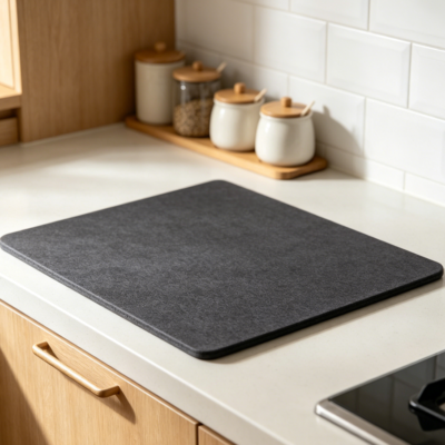 Large Non-Slip Silicone Counter Mat, Heat Resistant, for Kitchen and Desk, Black