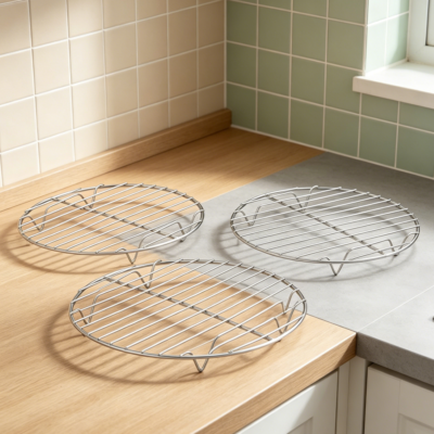 3-Piece Round Stainless Steel Cooling Rack Set, Mirror Finish, for Baking, Steaming and Air Fryer