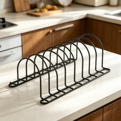 2-Pack Pan and Pot Lid Organiser Rack for Cabinet, Baking Sheet and Cutting Board Storage, Black