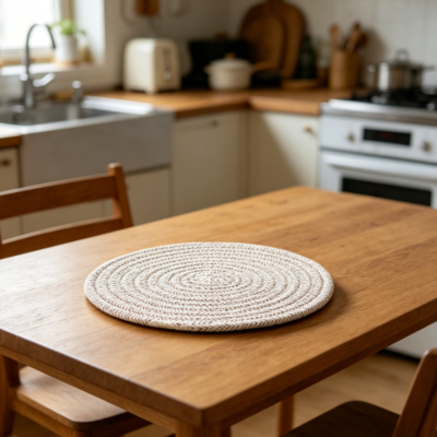 4-Piece Cotton Trivet Set with Storage Basket, Heat Resistant Hot Pads, Brown